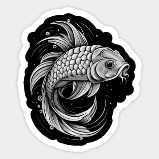 Black and White Fish Sticker